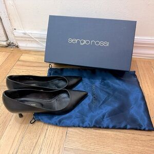 Sergio Rossi 2”/45mm heels sz 36.5 pointy black Made in Italy original box & bag